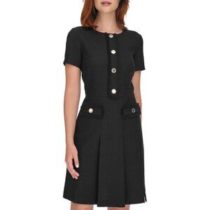 Tommy Hilfiger Womens Round Neck Fringe-Trim Dress 4 Black - NWT $139